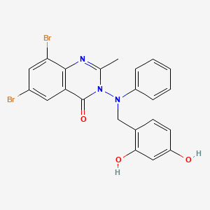 4(3H)-Quinazolinone, 6,8-dibromo-3-(((2,4-dihydroxyphenyl)methyl)phenylamino)-2-methyl-