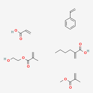 B13753838 2-Hydroxyethyl 2-methylprop-2-enoate;2-methylidenehexanoic acid;methyl 2-methylprop-2-enoate;prop-2-enoic acid;styrene CAS No. 55993-98-1