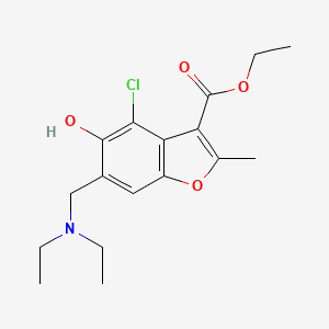 3-Benzofurancarboxylic acid, 4-chloro-6-(diethylaminomethyl)-5-hydroxy-2-methyl-, ethyl ester