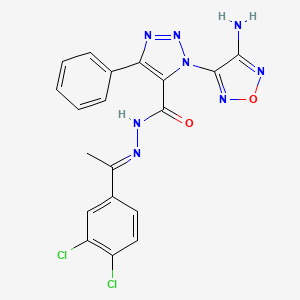 3-(4-amino-1,2,5-oxadiazol-3-yl)-N-[(E)-1-(3,4-dichlorophenyl)ethylideneamino]-5-phenyltriazole-4-carboxamide