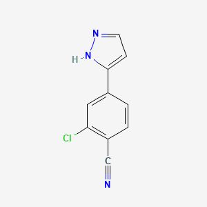 molecular formula C10H6ClN3 B1375429 2-氯-4-(1H-吡唑-5-基)苯甲腈 CAS No. 1297537-37-1