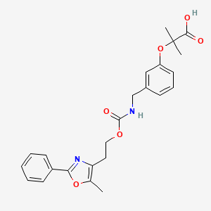 2-Methyl-2-[3-[[2-(5-methyl-2-phenyl-1,3-oxazol-4-yl)ethoxycarbonylamino]methyl]phenoxy]propanoic acid