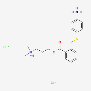 molecular formula C19H26Cl2N2O2S B13754340 3-Dimethylaminopropyl 2-(4-aminophenylthiomethyl)benzoate dihydrochloride monohydrate CAS No. 73150-36-4