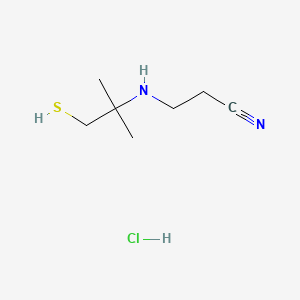 molecular formula C7H15ClN2S B13754570 Propanethiol, 2-((2-cyanoethyl)amino)-2-methyl-, hydrochloride CAS No. 23545-70-2