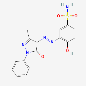 molecular formula C16H15N5O4S B13754610 Benzenesulfonamide, 3-((4,5-dihydro-3-methyl-5-oxo-1-phenyl-1H-pyrazol-4-yl)azo)-4-hydroxy- CAS No. 5264-47-1