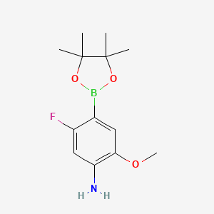 molecular formula C13H19BFNO3 B1375468 5-Fluoro-2-methoxy-4-(4,4,5,5-tetramethyl-1,3,2-dioxaborolan-2-yl)aniline CAS No. 1326283-60-6