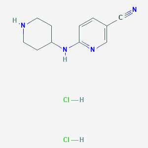 molecular formula C11H16Cl2N4 B1375474 6-[(Piperidin-4-yl)amino]pyridine-3-carbonitrile dihydrochloride CAS No. 1007838-33-6