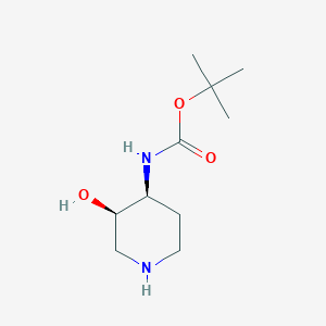 molecular formula C10H20N2O3 B1375475 (3R,4S)-(3-Hydroxy-piperidin-4-yl)-carbamic acid tert-butyl ester CAS No. 642478-29-3