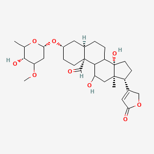 molecular formula C30H44O9 B13754826 (3S,5R,10R,13R,14S,17R)-11,14-dihydroxy-3-[(2S,5R)-5-hydroxy-4-methoxy-6-methyloxan-2-yl]oxy-13-methyl-17-(5-oxo-2H-furan-3-yl)-1,2,3,4,5,6,7,8,9,11,12,15,16,17-tetradecahydrocyclopenta[a]phenanthrene-10-carbaldehyde 