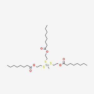 Octanoic acid, (methylstannylidyne)tris(thio-2,1-ethanediyl) ester