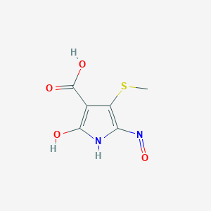 molecular formula C6H6N2O4S B13755472 5-(Hydroxyamino)-4-(methylthio)-2-oxo-2H-pyrrole-3-carboxylic acid 