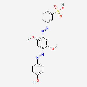 molecular formula C20H18N4O6S B13755627 3-((4-((4-Hydroxyphenyl)azo)-2,5-dimethoxyphenyl)azo)benzenesulphonic acid CAS No. 61886-19-9