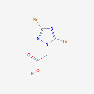molecular formula C4H3Br2N3O2 B1375573 (3,5-dibromo-1H-1,2,4-triazol-1-yl)acetic acid CAS No. 1148046-92-7