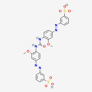 molecular formula C27H24N6O9S2 B13755757 3,3'-(Carbonylbis(imino(3-methoxy-p-phenylene)azo))bis(benzenesulphonic) acid CAS No. 25712-08-7