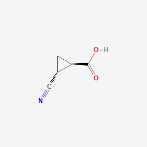 molecular formula C5H5NO2 B1375581 trans-2-Cyanocyclopropane-1-carboxylic acid CAS No. 39891-82-2