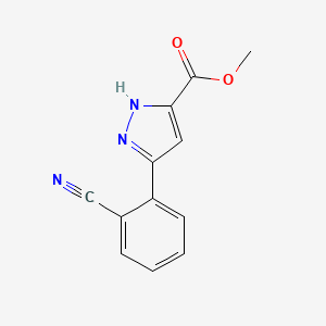 molecular formula C12H9N3O2 B1375585 methyl 3-(2-cyanophenyl)-1H-pyrazole-5-carboxylate CAS No. 1035235-09-6