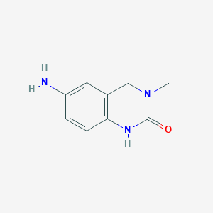 molecular formula C9H11N3O B1375593 6-氨基-3-甲基-1,2,3,4-四氢喹唑啉-2-酮 CAS No. 1410782-55-6
