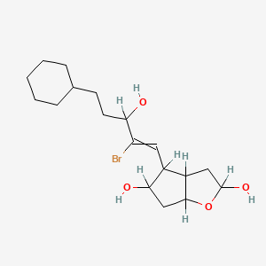 molecular formula C18H29BrO4 B13756077 4-(2-Bromo-5-cyclohexyl-3-hydroxy-1-penten-1-YL)hexahydro-2H-cyclopenta[B]furan-2,5-diol CAS No. 60057-00-3