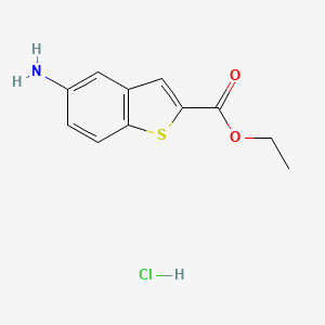 molecular formula C11H12ClNO2S B1375652 Ethyl 5-aminobenzo[b]thiophene-2-carboxylate hydrochloride CAS No. 383675-06-7