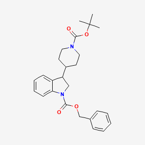 molecular formula C26H32N2O4 B1375665 Benzyl 3-(1-(tert-butoxycarbonyl)piperidin-4-yl)indoline-1-carboxylate CAS No. 1160248-39-4