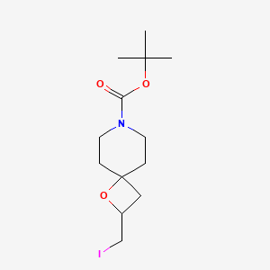 molecular formula C13H22INO3 B1375670 叔丁基 2-(碘甲基)-1-氧杂-7-氮杂螺[3.5]壬烷-7-羧酸酯 CAS No. 1160246-84-3