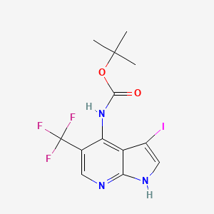 B1375672 tert-Butyl (3-iodo-5-(trifluoromethyl)-1H-pyrrolo[2,3-b]pyridin-4-yl)carbamate CAS No. 1346447-34-4