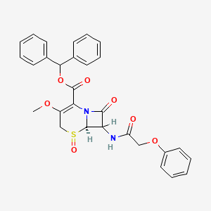 Diphenylmethyl (5R-(5alpha,6alpha,7beta))-3-methoxy-8-oxo-7-(phenoxyacetamido)-5-thia-1-azabicyclo(4.2.0)oct-2-ene-2-carboxylate 5-oxide