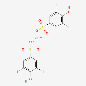 molecular formula C12H6I4O8S2Zn B13757035 Zinc bis(4-hydroxy-3,5-diiodobenzenesulphonate) CAS No. 547-41-1