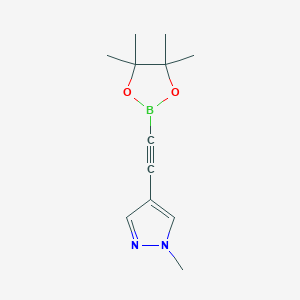 molecular formula C12H17BN2O2 B1375737 1-methyl-4-[(4,4,5,5-tetramethyl-1,3,2-dioxaborolan-2-yl)ethynyl]-1H-pyrazole CAS No. 1487353-22-9