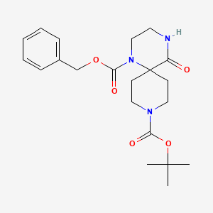 molecular formula C21H29N3O5 B1375751 1-Benzyl 9-tert-butyl 5-oxo-1,4,9-triazaspiro[5.5]undecane-1,9-dicarboxylate CAS No. 1251001-99-6