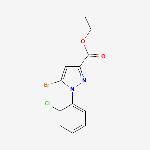 molecular formula C12H10BrClN2O2 B13757596 5-Bromo-1-(2-chloro-phenyl)-1H-pyrazole-3-carboxylic acid ethyl ester 