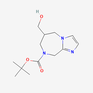 molecular formula C13H21N3O3 B1375764 5-羟甲基-5,6-二氢-4H,8H-1,3a,7-三氮杂-茚满-7-羧酸叔丁酯 CAS No. 1251017-49-8