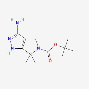 molecular formula C12H18N4O2 B1375847 叔丁基 3'-氨基-1'H-螺[环丙烷-1,6'-吡咯并[3,4-C]吡唑]-5'(4'H)-羧酸酯 CAS No. 946497-95-6