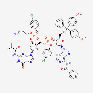 [(2R,3S,5R)-5-(6-benzamidopurin-9-yl)-2-[[bis(4-methoxyphenyl)-phenylmethoxy]methyl]oxolan-3-yl] [(2R,3S,5R)-3-[(4-chlorophenoxy)-(2-cyanoethoxy)phosphoryl]oxy-5-[2-(2-methylpropanoylamino)-6-oxo-1H-purin-9-yl]oxolan-2-yl]methyl (4-chlorophenyl) phosphate