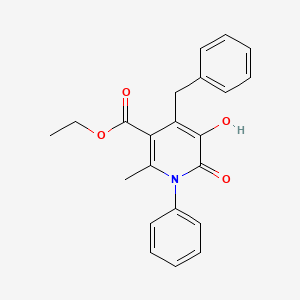 molecular formula C22H21NO4 B13758665 1,6-Dihydro-5-hydroxy-2-methyl-6-oxo-1-phenyl-4-(phenylmethyl)-3-pyridinecarboxylic acid ethyl ester 