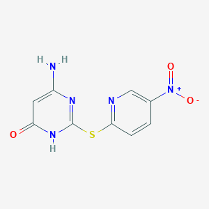 molecular formula C9H7N5O3S B13758746 6-Amino-2-(5-nitropyridin-2-ylsulfanyl)-3H-pyrimidin-4-one 