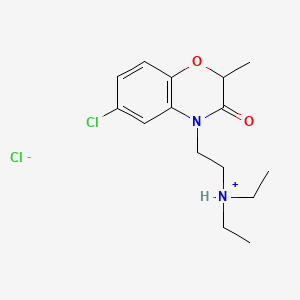 molecular formula C15H22Cl2N2O2 B13758838 4H-1,4-Benzoxazin-3-one, 2,3-dihydro-6-chloro-4-(2-diethylaminoethyl)-2-methyl-, hydrochloride CAS No. 57462-62-1