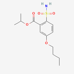 molecular formula C14H21NO5S B13758848 Benzoic acid, 5-butoxy-2-sulfamoyl-, isopropyl ester CAS No. 74156-36-8