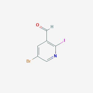 molecular formula C6H3BrINO B1375926 5-溴-2-碘烟酰醛 CAS No. 1289096-50-9