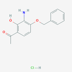 molecular formula C15H16ClNO3 B1375943 1-(3-Amino-4-(benzyloxy)-2-hydroxyphenyl)ethanone hydrochloride CAS No. 1363404-82-3