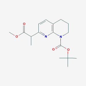 molecular formula C17H24N2O4 B1375952 Tert-butyl 7-(1-methoxy-1-oxopropan-2-YL)-3,4-dihydro-1,8-naphthyridine-1(2H)-carboxylate CAS No. 1416440-33-9