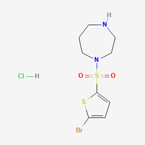 molecular formula C9H14BrClN2O2S2 B1375985 1-[(5-Bromothiophen-2-yl)sulfonyl]-1,4-diazepane hydrochloride CAS No. 1365836-42-5