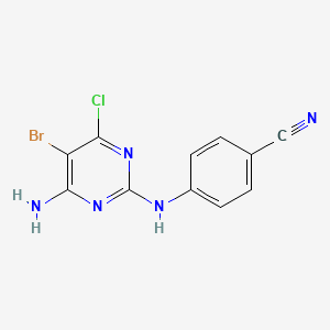 molecular formula C11H7BrClN5 B1376007 4-((4-Amino-5-bromo-6-chloropyrimidin-2-yl)amino)benzonitrile CAS No. 1398507-09-9