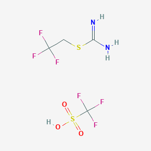 molecular formula C4H6F6N2O3S2 B1376059 [(2,2,2-三氟乙基)硫烷基]亚甲亚胺酰胺；三氟甲磺酸 CAS No. 1384428-54-9