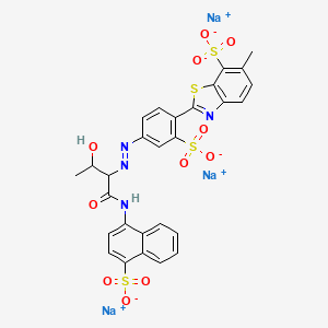 7-Benzothiazolesulfonic acid, 2-(4-((2-hydroxy-1-(((4-sulfo-1-naphthalenyl)amino)carbonyl)propyl)azo)sulfophenyl)-6-methyl-, trisodium salt