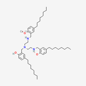 molecular formula C49H77CaN3O3 B13760623 N,N-Bis-(2-(2-hydroxy-5-octylbenzylamino)ethyl)-2-hydroxy-5-octylbenzylamine, calcium salt CAS No. 68568-82-1