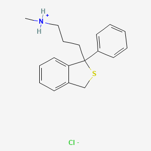 molecular formula C18H22ClNS B13760632 1,3-Dihydro-N-methyl-1-phenylbenzo(c)thiophene-1-propylamine hydrochloride CAS No. 26106-01-4