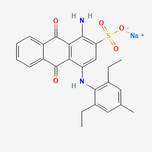 molecular formula C25H23N2NaO5S B13760679 2-Anthraquinonesulfonic acid, 1-amino-4-((2,6-diethyl-4-methylphenyl)amino)-, sodium salt CAS No. 72968-73-1