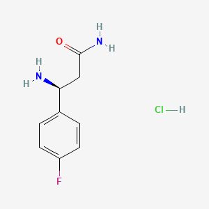 molecular formula C9H12ClFN2O B1376081 (3S)-3-amino-3-(4-fluorophenyl)propanamide hydrochloride CAS No. 1384435-44-2
