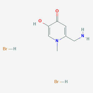 molecular formula C7H12Br2N2O2 B1376106 2-(Aminomethyl)-5-hydroxy-1-methyl-1,4-dihydropyridin-4-one dihydrobromide CAS No. 1376050-72-4